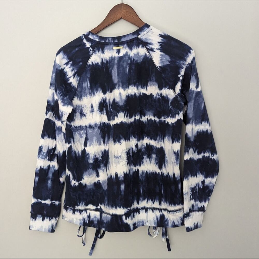 Women's Michael Kors Tie Dye Navy White Sweatshirt Lace Up Bottom Small Fall